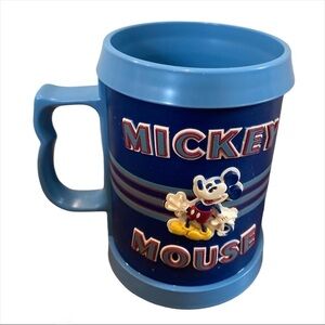 Vtg 90s Mickey Mouse hard plastic cup w/ handle